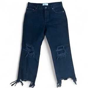 Free People We the Free Button Fly Maggie Mid Rise Distressed Denim Jeans sz 27